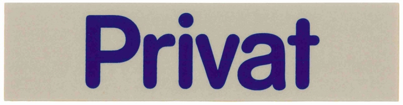 Wortschild PRIVAT, Hartplastik, selbstklebend, 16 x 4 cm