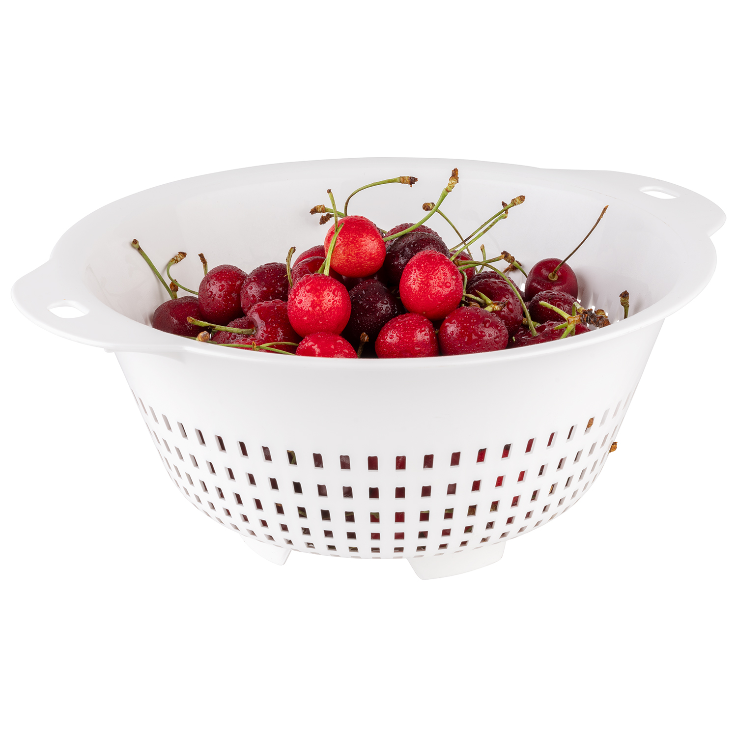 Seiher, Polypropylen, 2 Griffe je 2 cm, D: 27,5 cm, H: 12 cm, Farbe: weiss