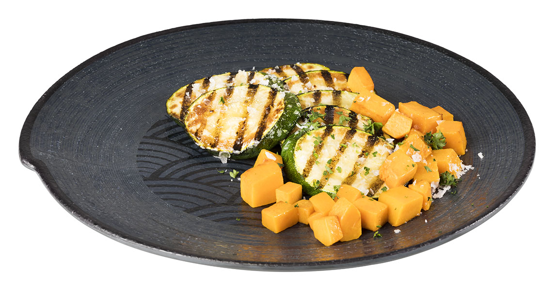 Teller DARK WAVE, Melamin, D: 27 cm, H: 2,5 cm, innen: Dekor, außen: schwarz