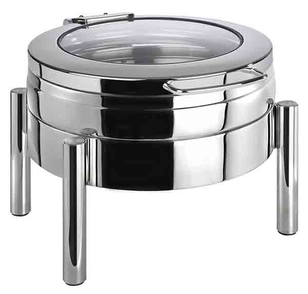 Chafing Dish rund PREMIUM 44 x 54 cm, H: 33 cm, Edelstahl, 1 Gestell, 1 Wasserbecken m. Sandwichboden