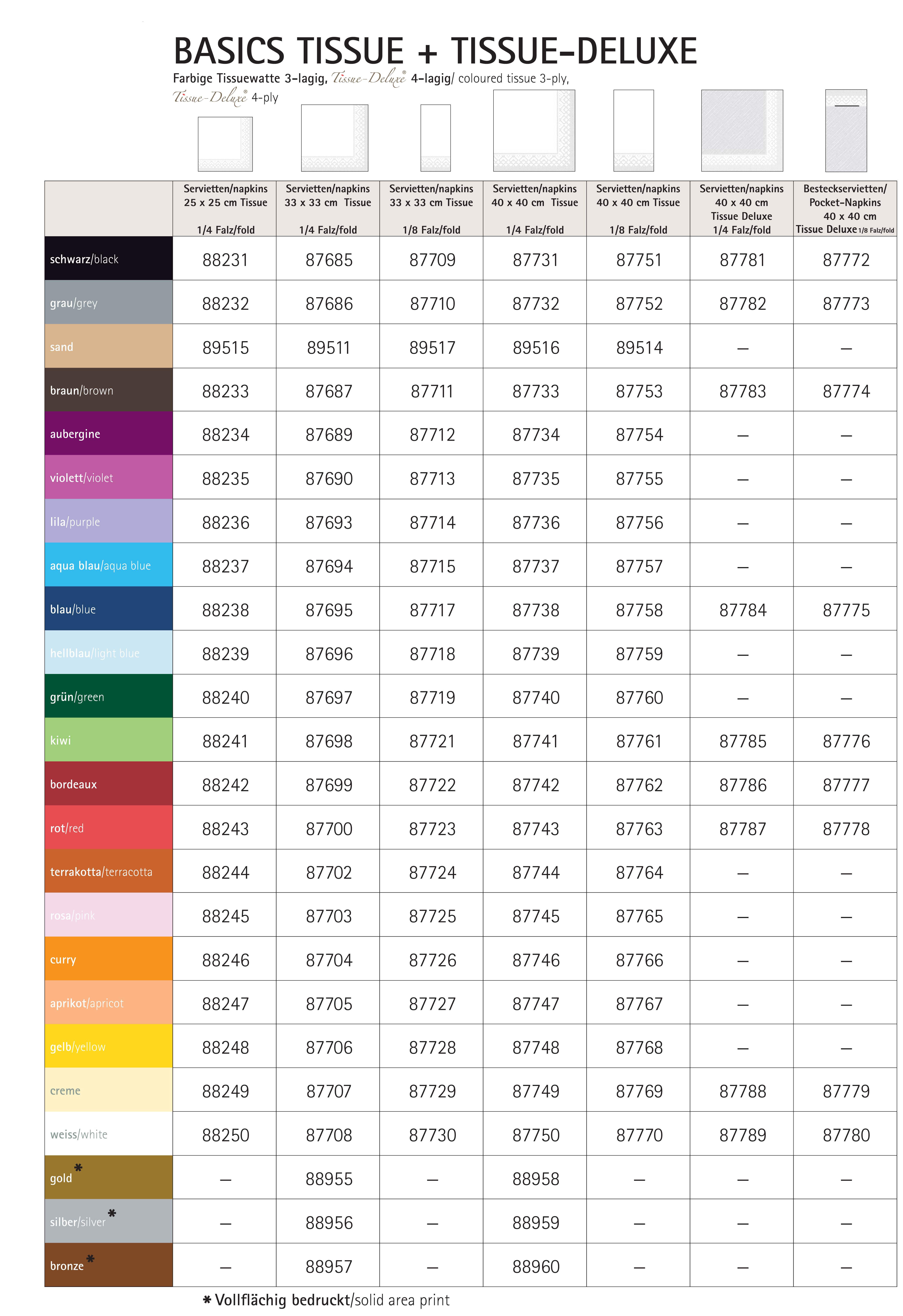 Servietten - BASIC UNI Tissue Deluxe 40 x 40 cm