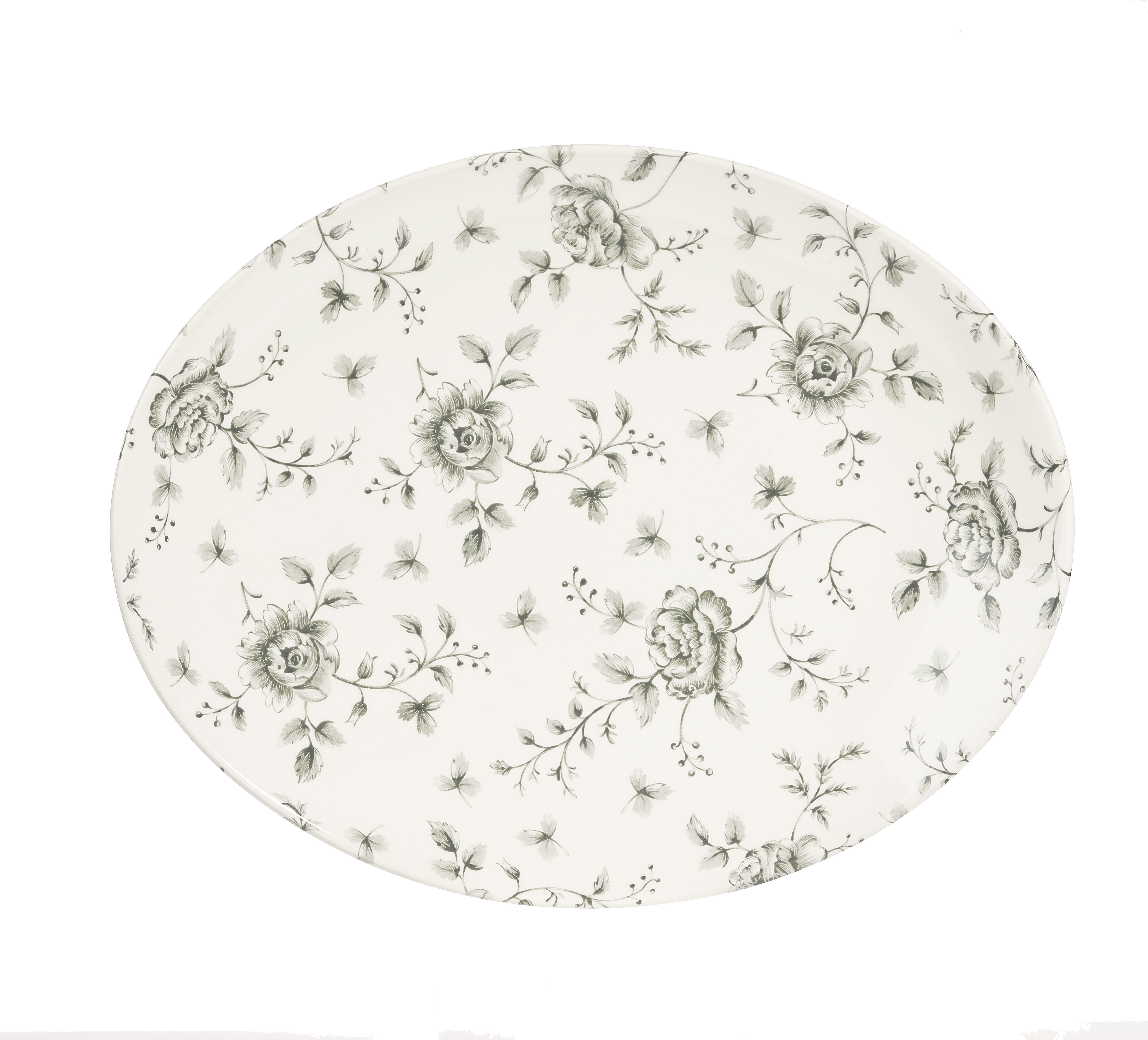 Churchill, Vintage Prints : Grey Rose Chintz - Teller/ Platte flach oval Coup 31,7 x 25,5 cm