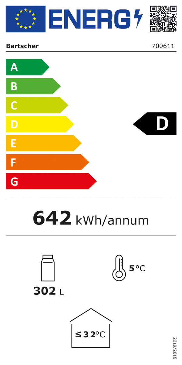 Glastürenkühlschrank 302L WB