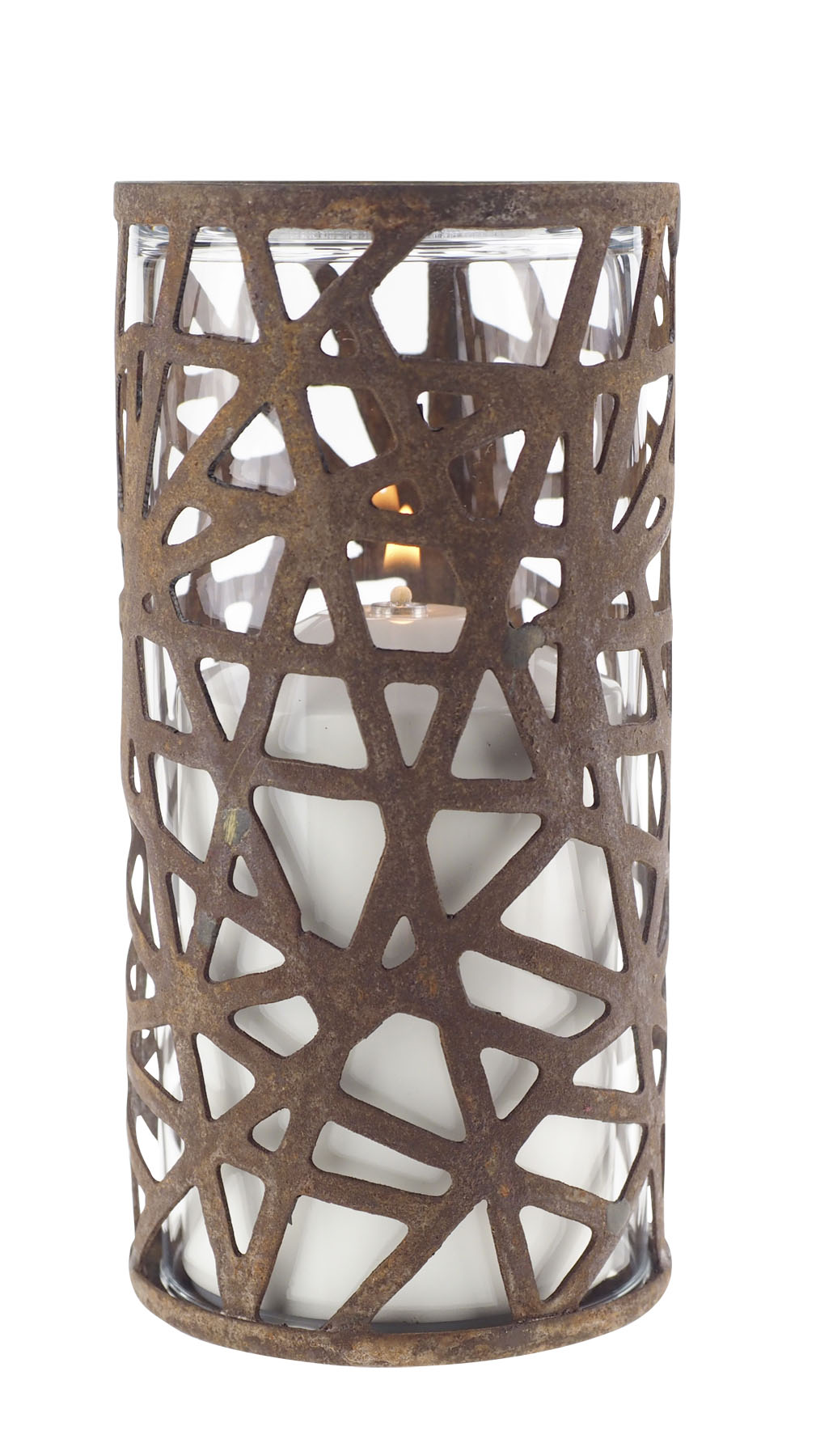 Tischlampe Zebra 80K, Lampenkörper: rostig, Glaszylinder: klar, Höhe: 15 cm