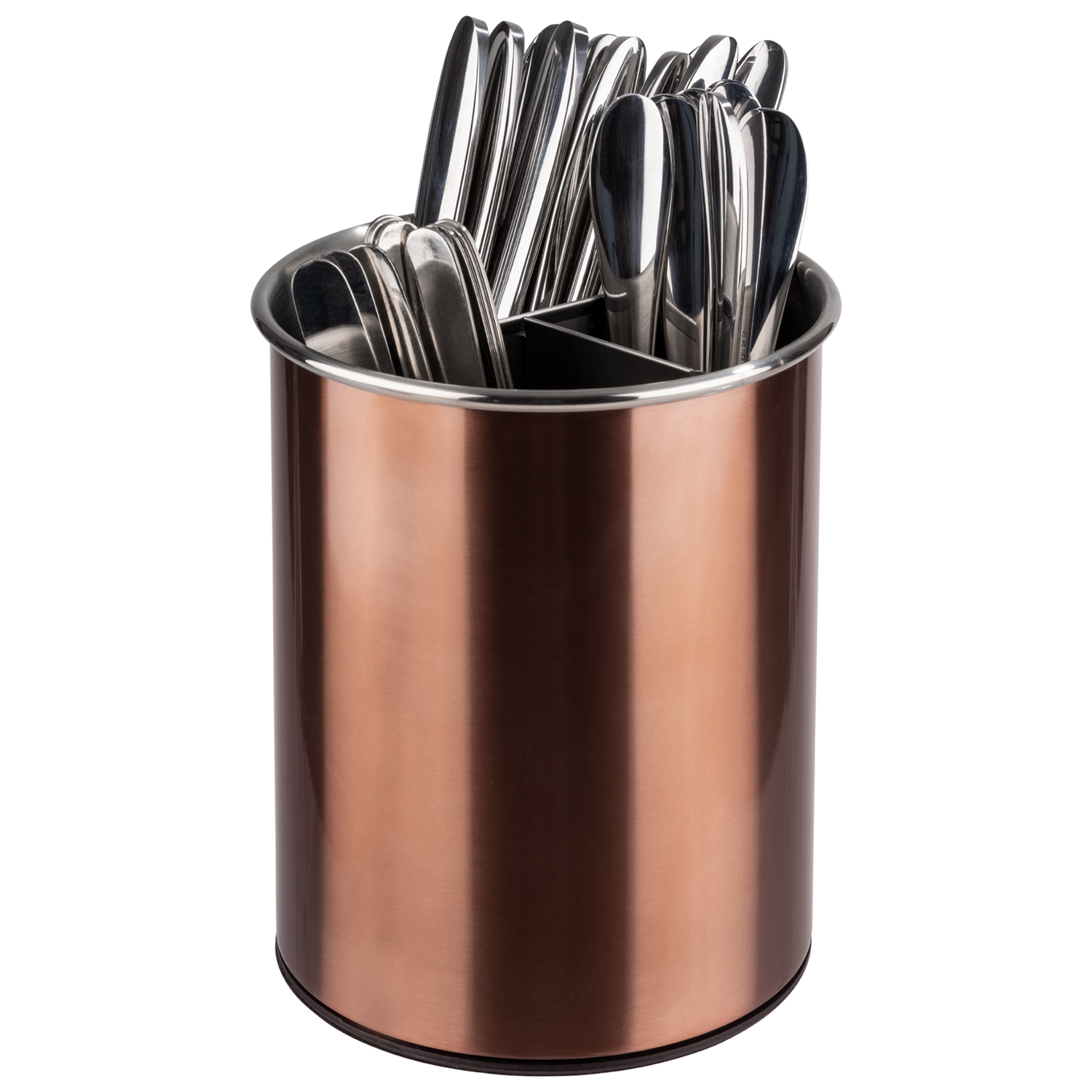 Besteckbehälter drehbar, Edelstahl, Polypropylen, D: 13 cm, H: 16,5 cm, innen: mattiert, aussen: kupferfarben