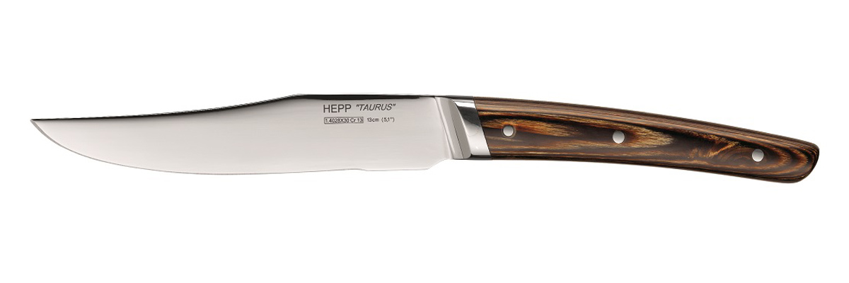 Hepp, Taurus - Steakmesser, Kunststoffgriff in Holzoptik, ohne Wellenschliff 252 mm