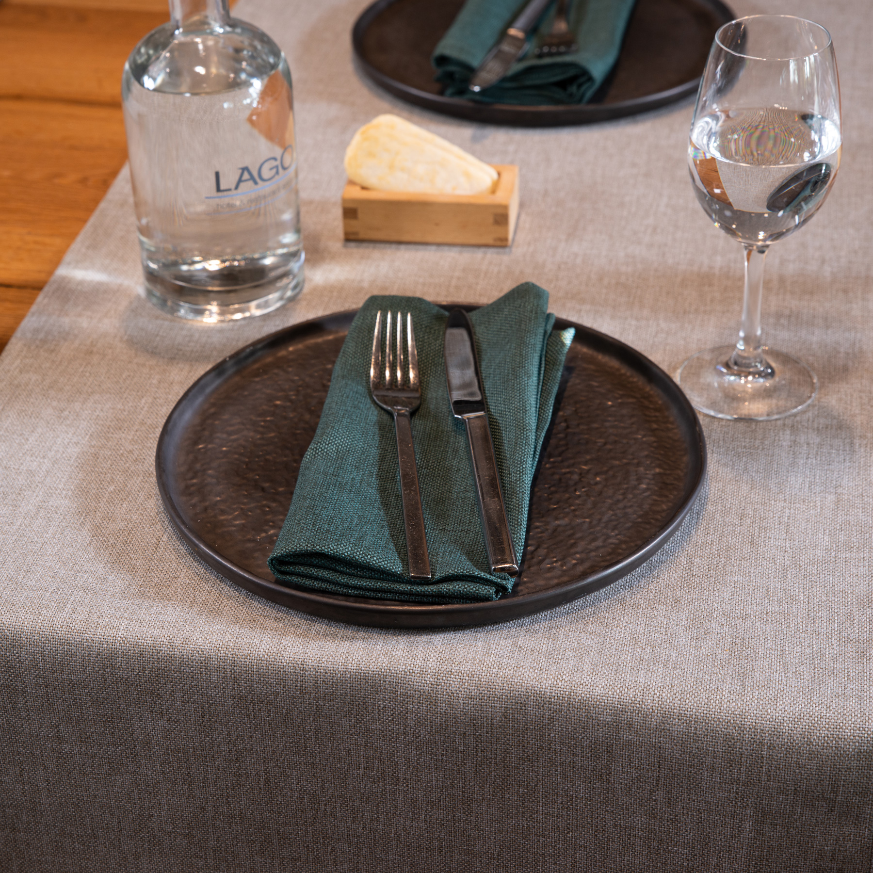 Serviette Panama - Uni-Polyestergewebe m. melierter Optik