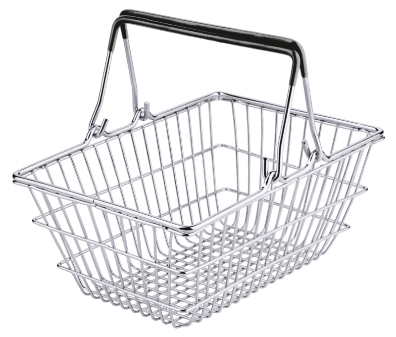 Mini Einkaufskorb, verchromter Draht, PVC Handgriff, 17,5 x 12,5 x 8 cm