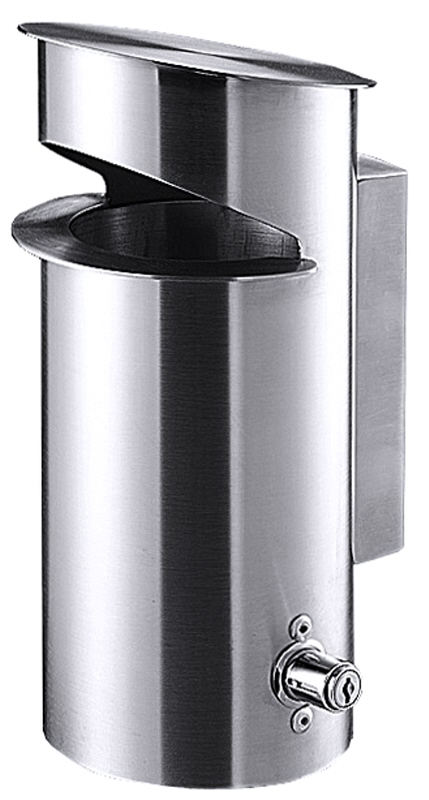 Wandaschenbecher, Edelstahl, Aluminium, H: 28 cm, D: 13 cm