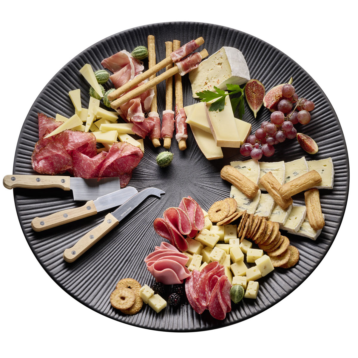 Servierplatte NERO, Melamin, D: 50 cm, H: 3,5 cm, Fb. schwarz