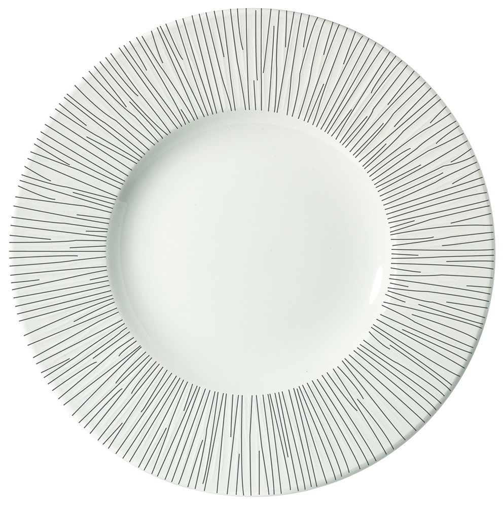 Churchill, Bamboo - Teller flach breite Fahne, uni/ weiss, 23,6 cm