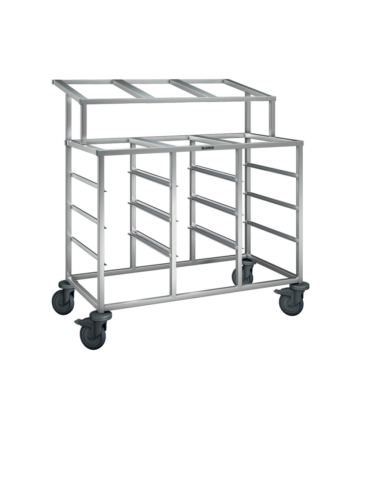 Regalwagen 3-teilig m. Aufsatz RWR 3-A, Kap.: 15 GN 1/1, Trgf.: max. 80 kg, LxBxH: 81,2 x 82,9 x 120 cm