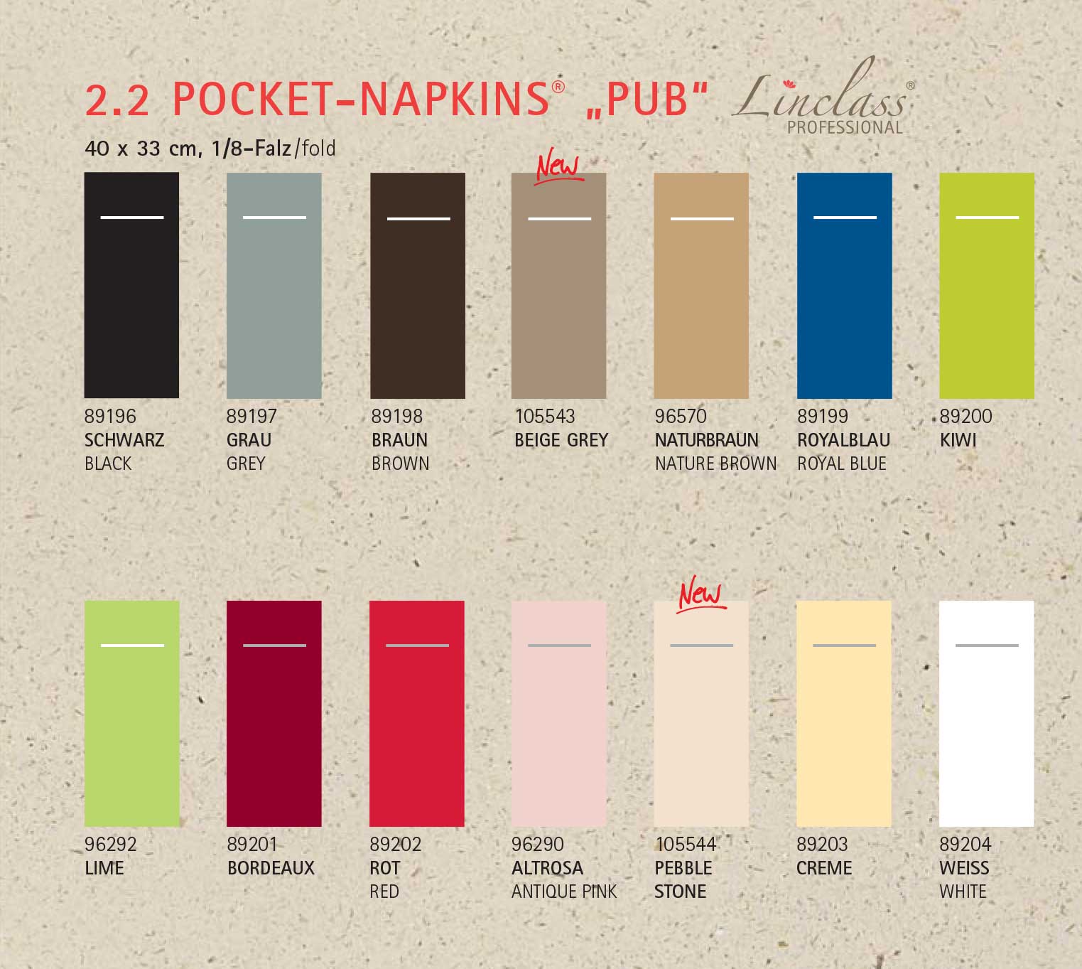 Pocket Napkins - BASIC UNI PUB Linclass-Professional 40 x 33 cm