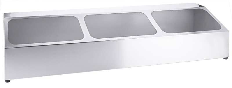 Kasten für GN-Behälter, EdSt., 98 x 25 x 21 cm, für max. 3 GN 1/3 Behälter