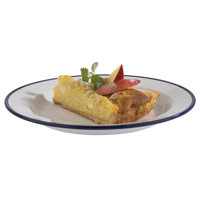 Teller ENAMEL LOOK, D: 24,5 cm, H: 2,5 cm, Melamin, weiß, blauer Rand