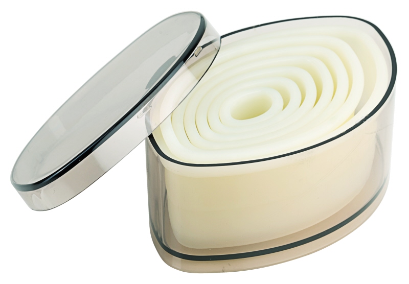 Ausstechersatz Zweieck, 7 Teile, helles Polyamid, D: 20 x 10 - 110 x 65 mm, H: 35 mm