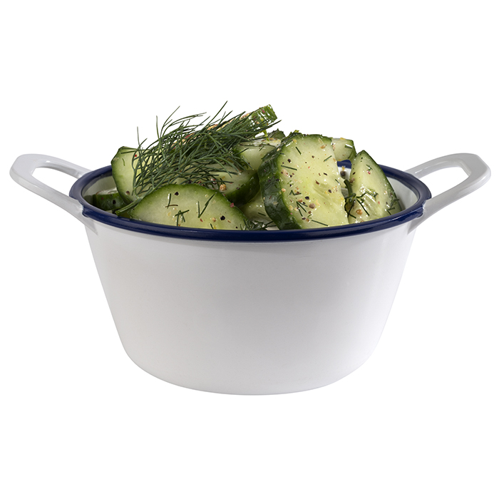Schale ENAMEL LOOK, 15 x 11,5 cm, H: 6,5 cm, Melamin, weiß, blauer Rand, 0,3 Liter