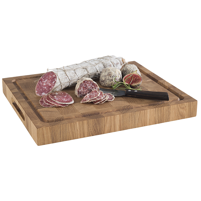 Buffetbrett PROFI, 38 x 32 cm, H: 4,5 cm, Eichenholz, mit Saftrinne