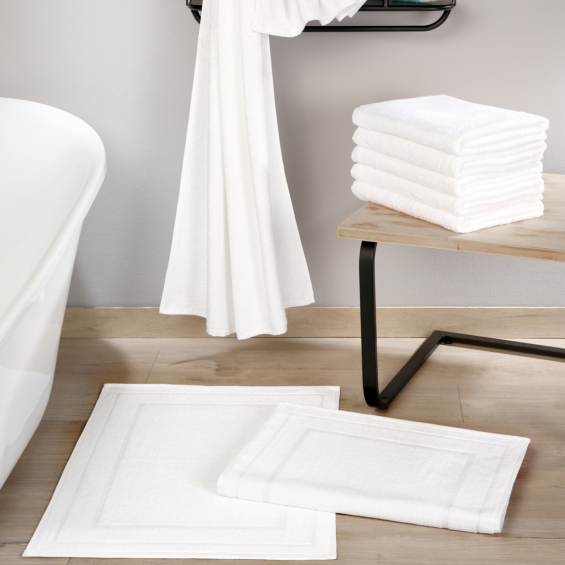 Sina - Badvorleger, Uni- Walkfrottier m. 2-Streifen-Rahmen, 600 g/ m²