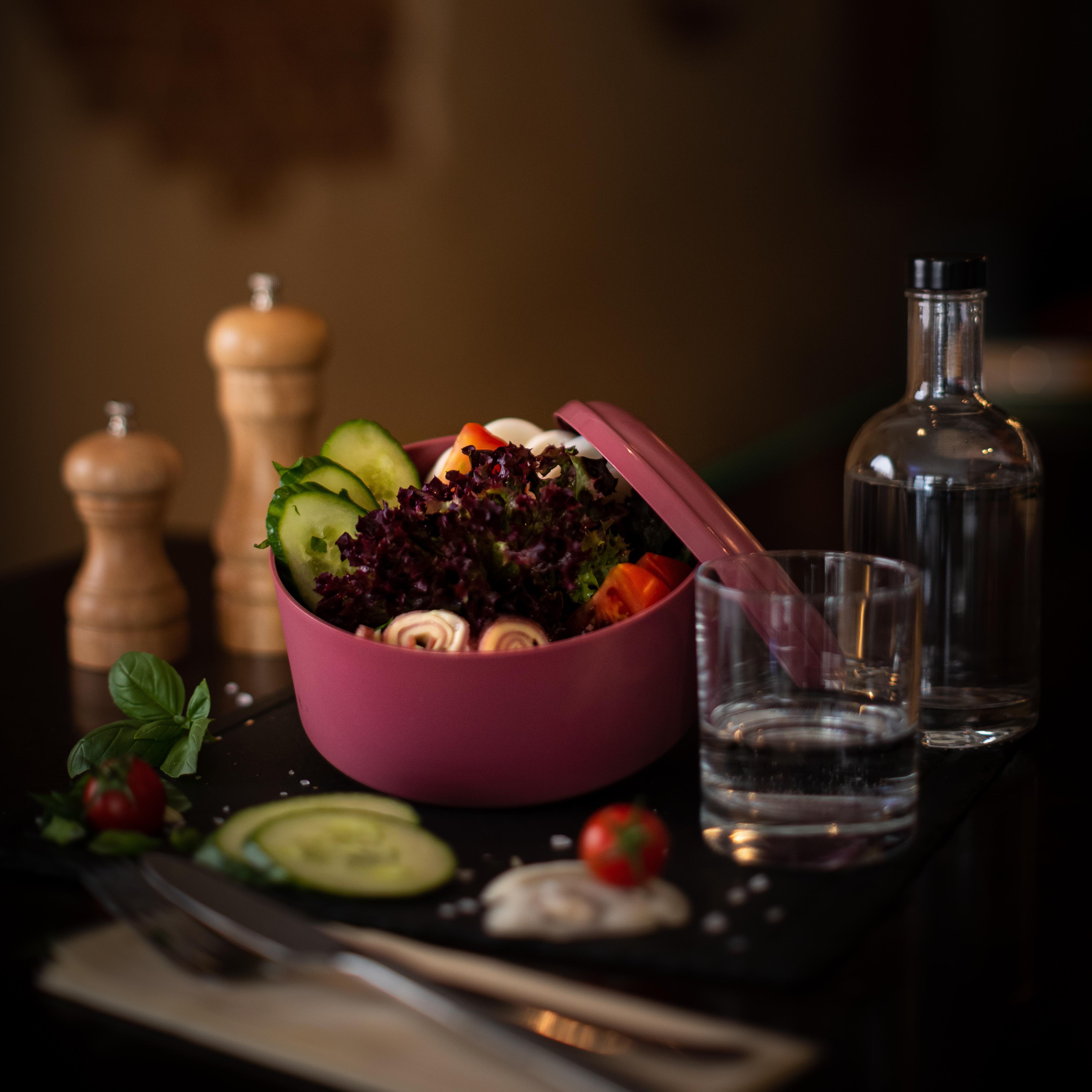 Salat-, Suppenbox ToGo, 1 flexibler Deckel, Polypropylen, schwarz, D: 15,5 cm, H: 8,4 cm, I: 1,1 ltr.