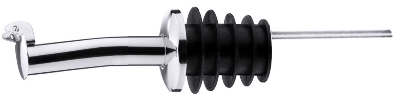 Flaschenausgießer, Pfropfen mit Luftrohr und Kläppchen, Edelstahl, L: 12 cm