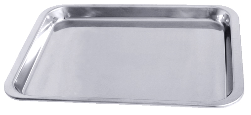 Auslagetablett, rechteckig, gebogener Rand, Edelstahl, 22,5 x 16 x 1,3 cm