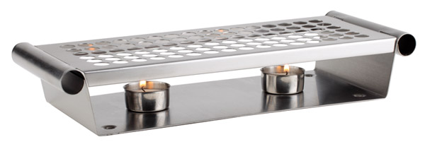 Speisenwärmer 34 x 13 cm, H: 6 cm, Edelstahl, matt poliert, 2-flammig