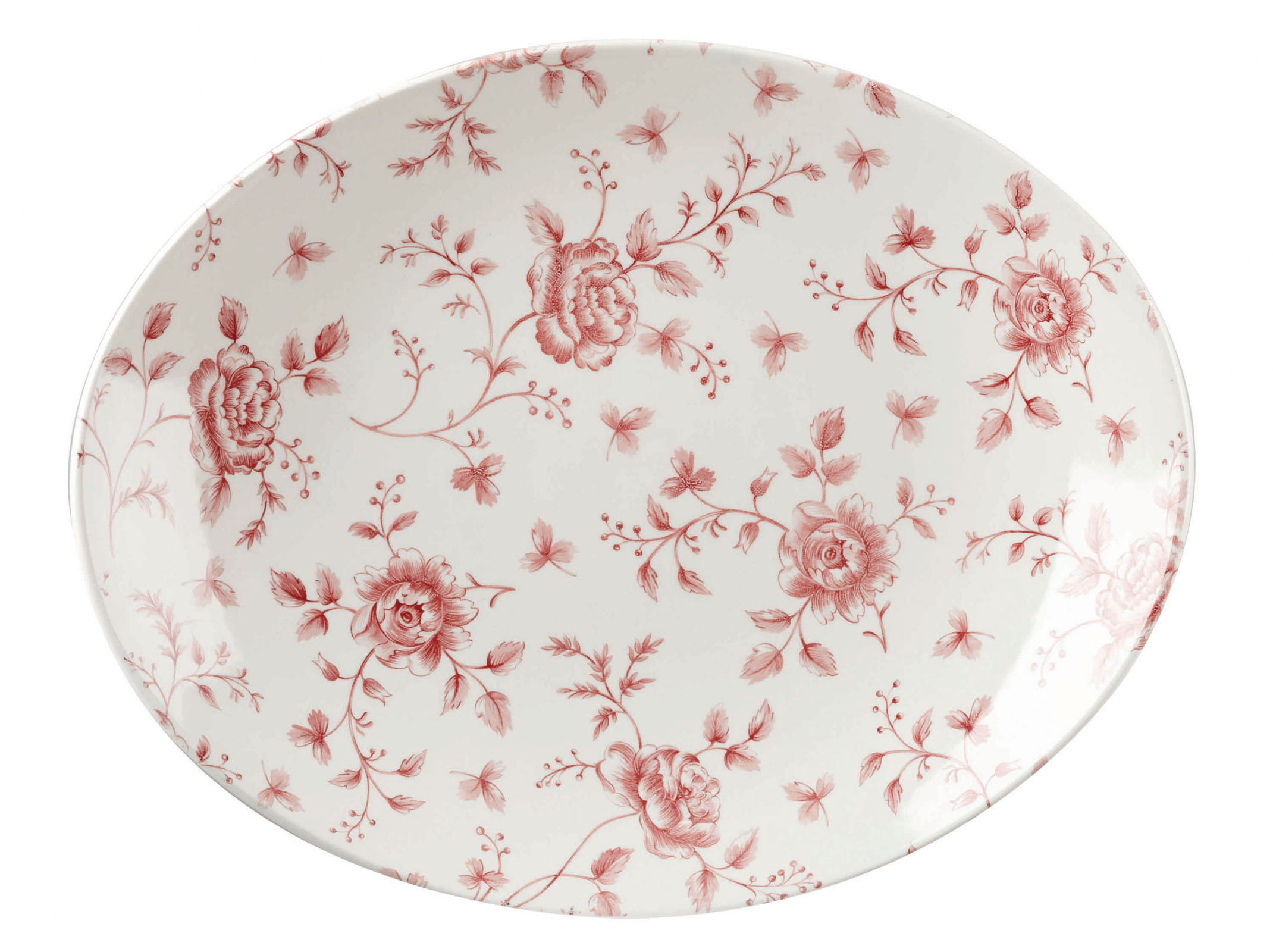 Churchill, Vintage Prints : Cranberry Rose - Teller/ Platte flach oval Fahne 31,7 x 25,5 cm