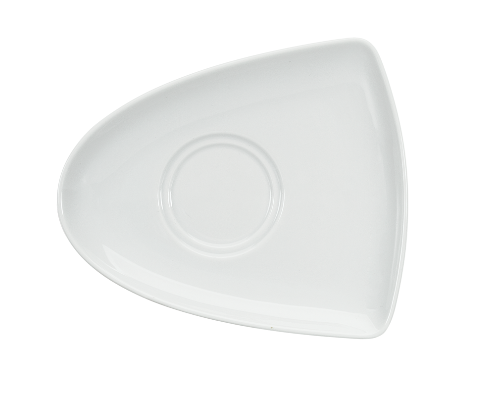 Bauscher, Enjoy - Untertasse asymmetrisch m. 2 Spiegel, weiss, uni, 17,4 x 14,9 cm