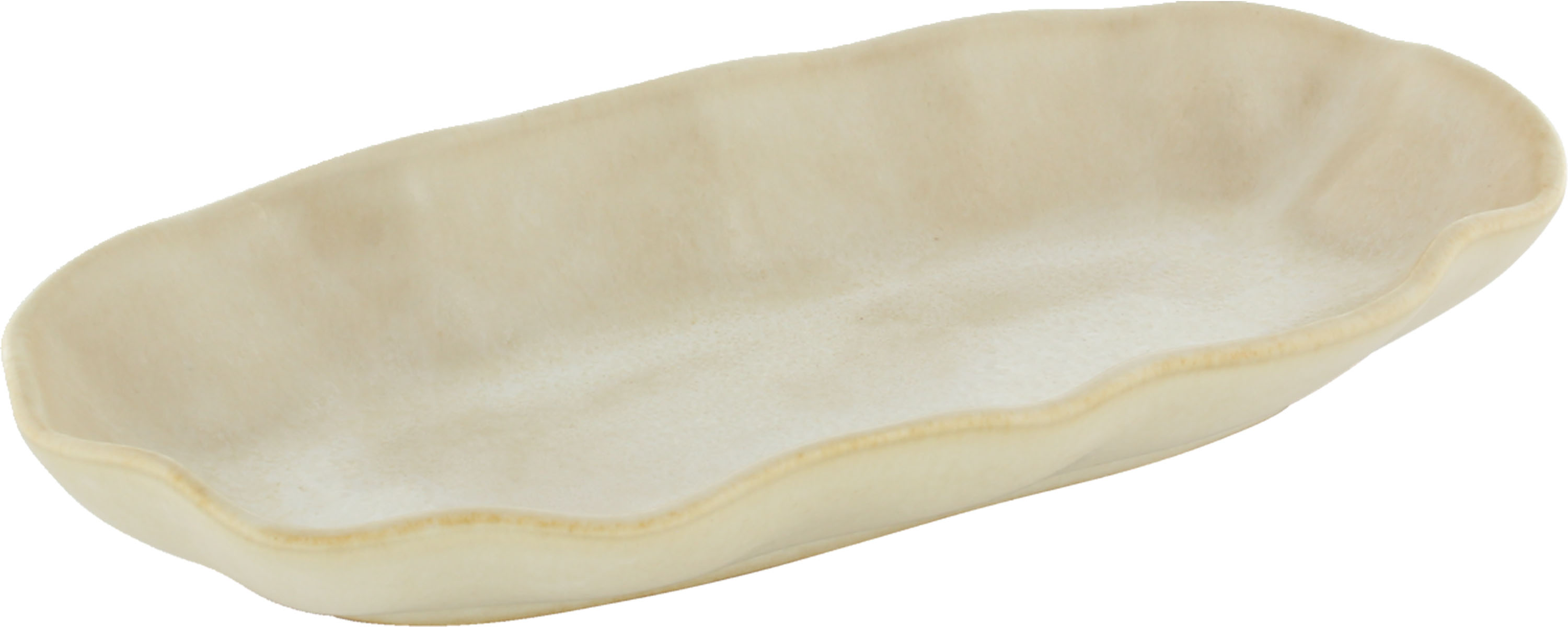 Playground, Steinzeug - NAMI : Platte, oval, sandfarben, 24 x 12 cm