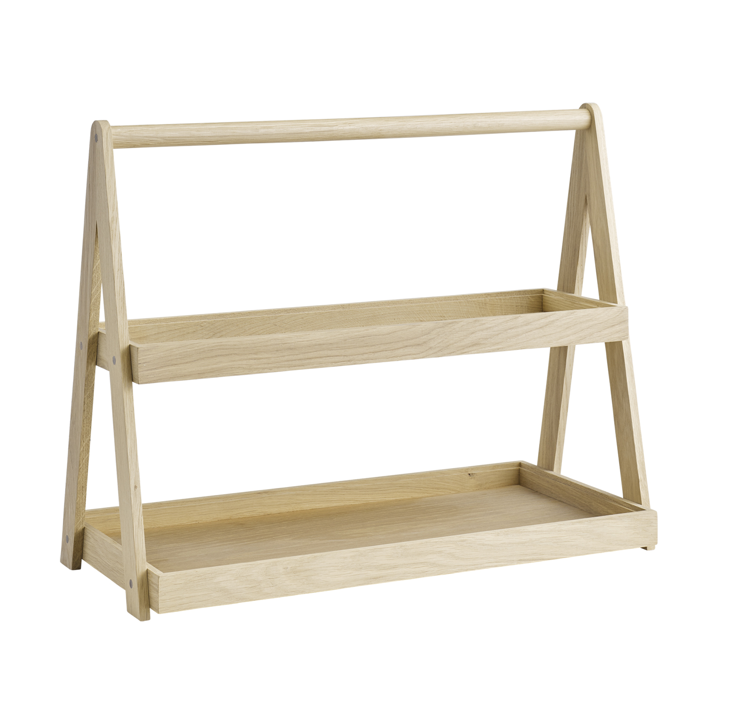 Etagere 2-stufig VALO, Eichenholz geölt, untere Ebene: 53 x 26,5 cm, 55,5 x 26,5 x 44,5 cm