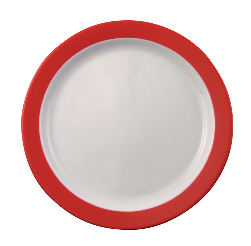 Eschenbach, Color - Speise-Teller, flach Fahne, weiss/ rot, 25,5 cm