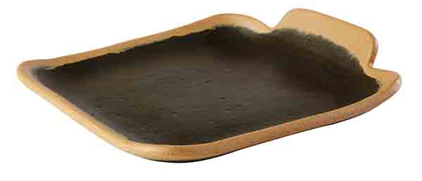 Teller CROCKER 14 x 13 cm, H: 2,5 cm, Melamin, braun, Tonoptik, brauner Rand