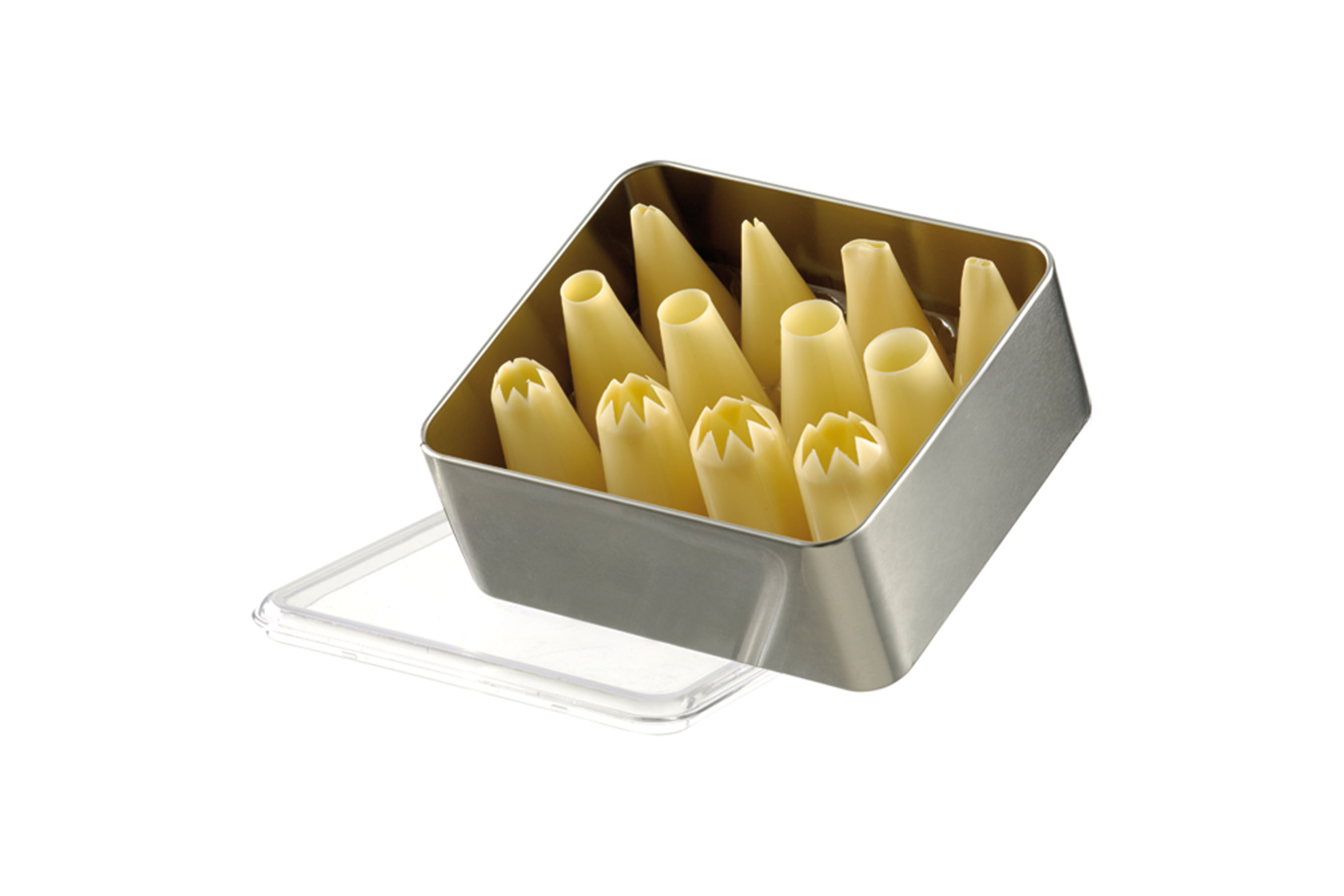 Tüllenkassette gross, 12- tlg., PP, 4 Stern-, 4 Loch- und 4 Garniertüllen