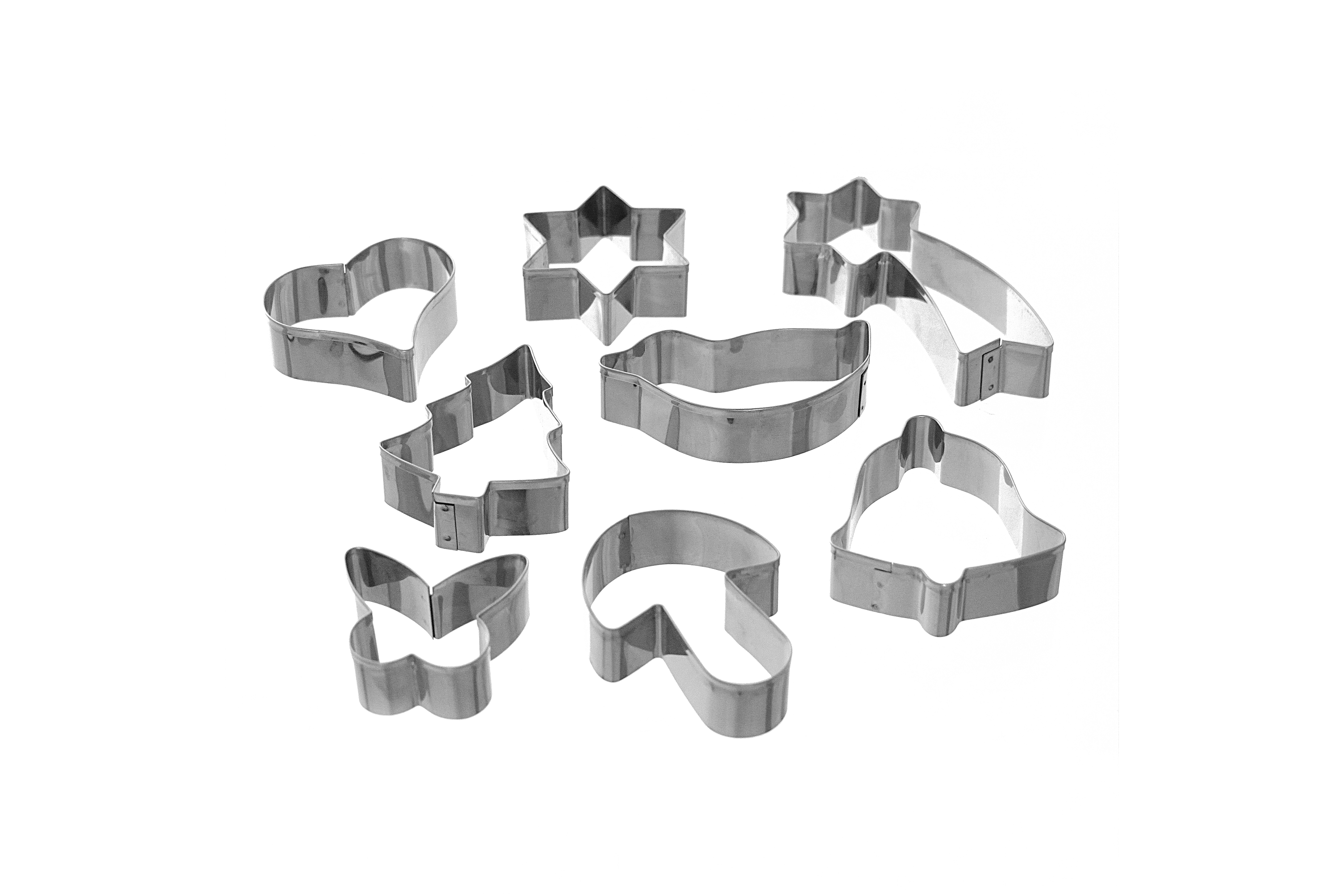 Weihnachtsausstecher 8-teilig Edelstahlglatt, verschiedene Motive