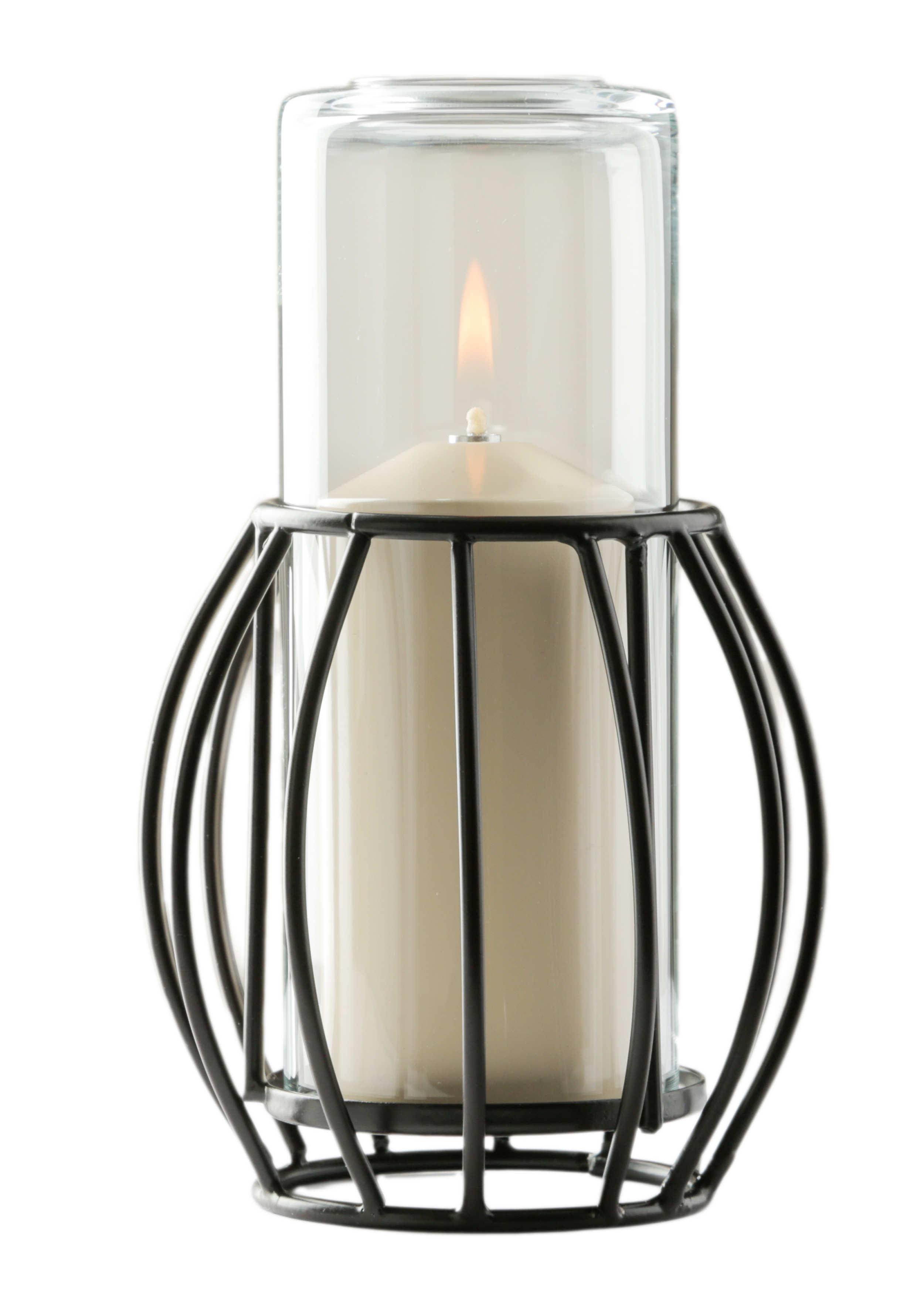 Tischlampe Cosma 60A, Lampenkörper: braun, Glaszylinder: klar, Höhe: 17 cm