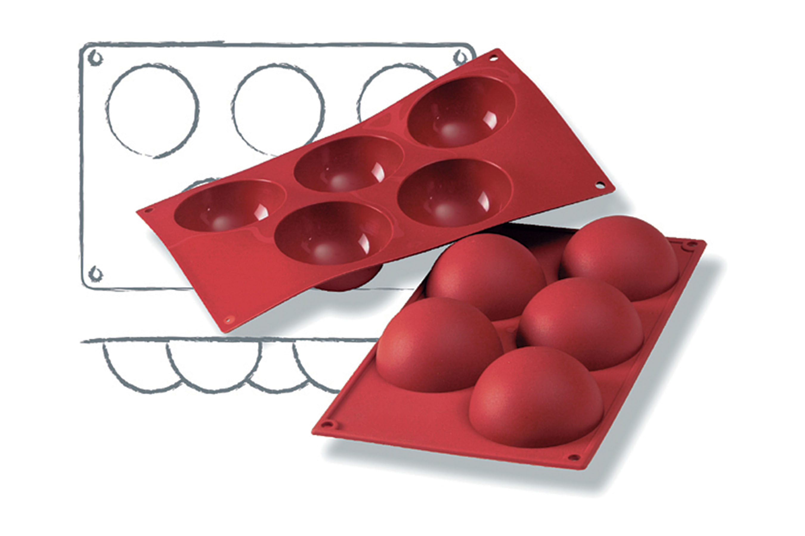 Silikon - Backform Halbkugel, D: 80 mm, H: 40 mm