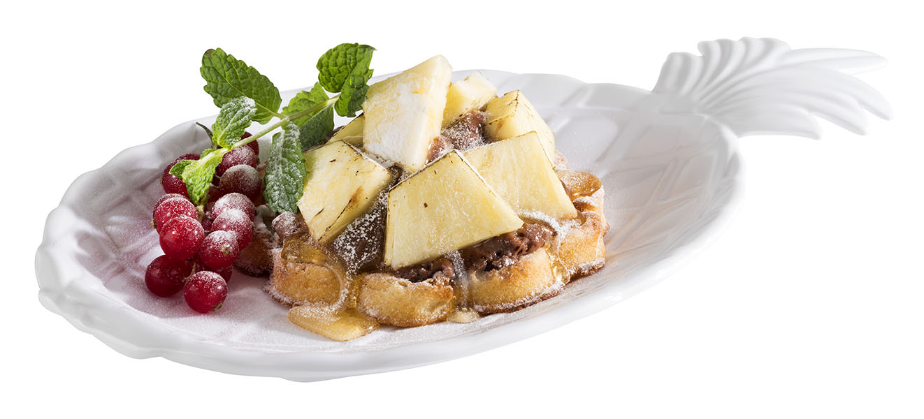 Tablett PINEAPPLE, Melamin, 30 x 17 cm, H: 2,5 cm, Farbe: weiss