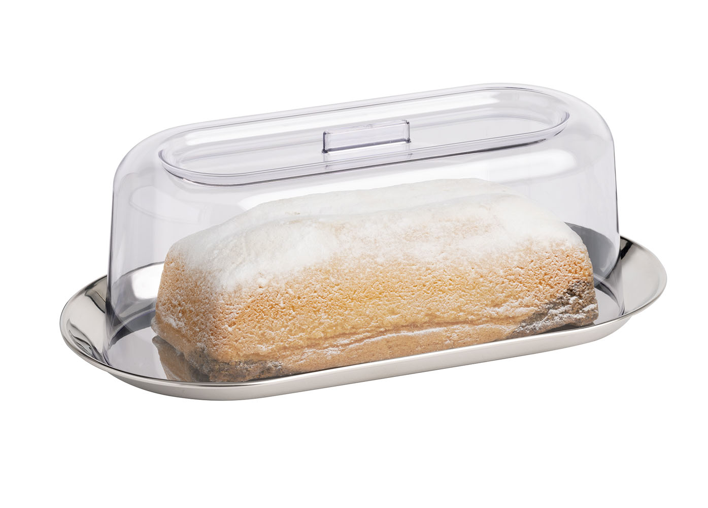 Tablett mit Haube, Edelstahl/ SAN, 30 x 15,5 cm, H: 10,5 cm