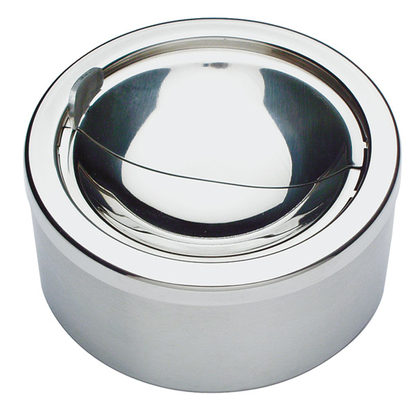 Aschenbecher D: 12 cm, H: 5,5 cm, Edelstahl, Windschutzdeckel