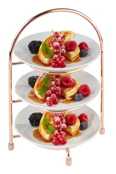 Serviergestell 18,5 x 15,5 cm, H: 26 cm, chopper, Metall hartverchromt, für 3 Teller