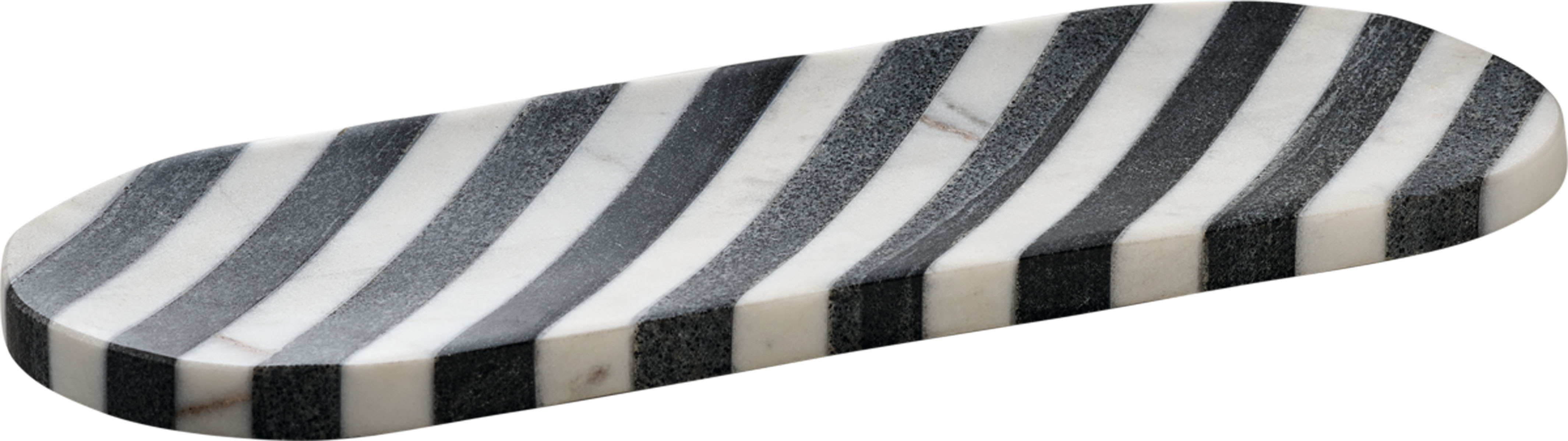 Playground, Stein - SPOTLIGHTS : Platte, Marmor, oval, weiss/ schwarz, 32 x 12 cm