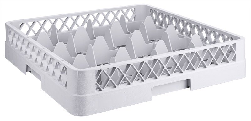 Gläserspülkorb GLAS/TASSE, graues PP, 16 Fächer, Glas: H: 8 cm und D: 11,5 cm