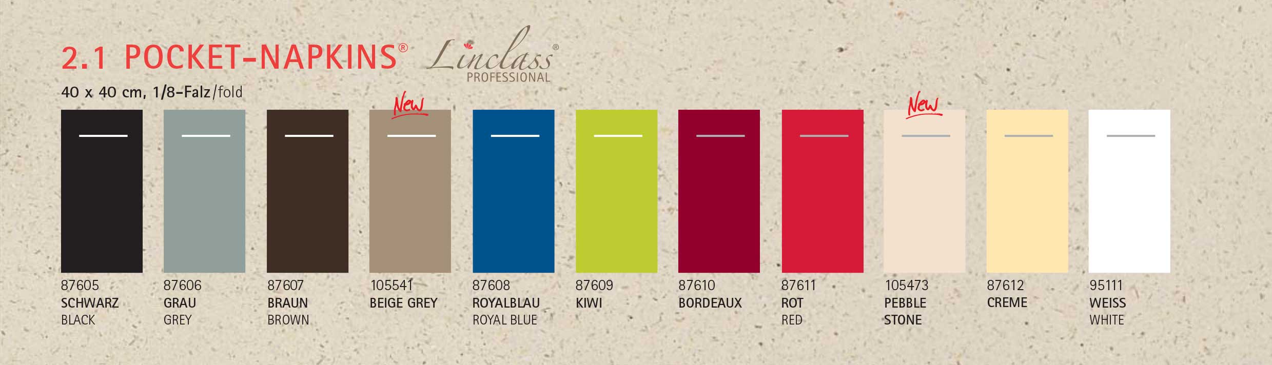 Pocket Napkins - BASIC UNI Linclass-Professional 40 x 40 cm