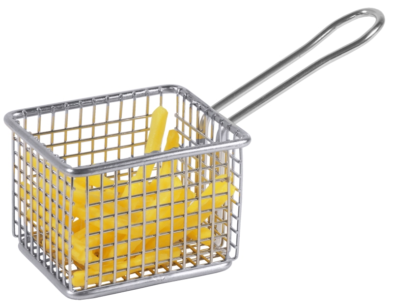 Servier-Frittierkorb, eckig, Edelstahl, 10 x 8 x 7 cm, Stiellänge: 9,5 cm