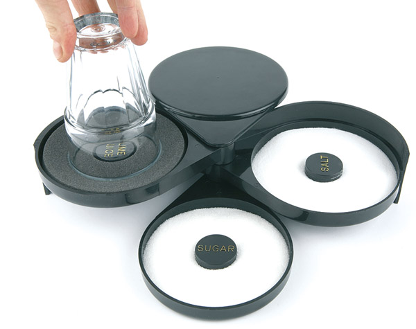 Glasumrander 20 x 7,5 cm, ABS, schwarz, 2 Fächer für Zucker und Salz