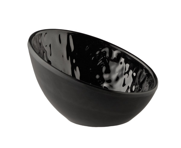 Schale rund TAO 10,5 x 10 cm, H: 6,5 / 3 cm, 0,07 ltr., Melamin, schwarz, Steinoptik