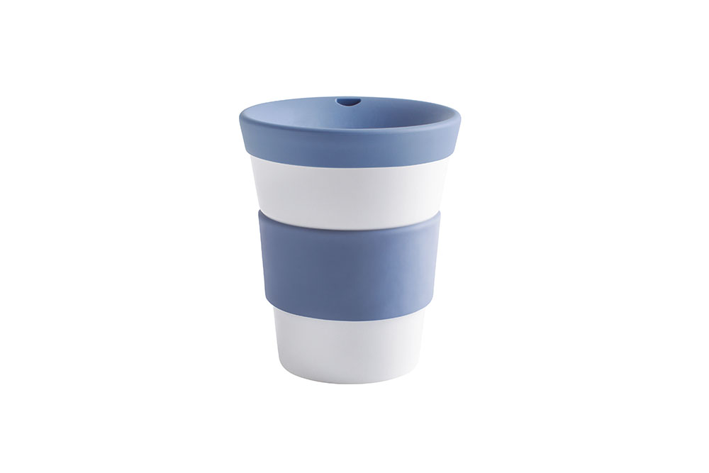 Kahla, Cupit - Becher mit Trinkdeckel 0,35 ltr., Banderole glatt: stormy blue