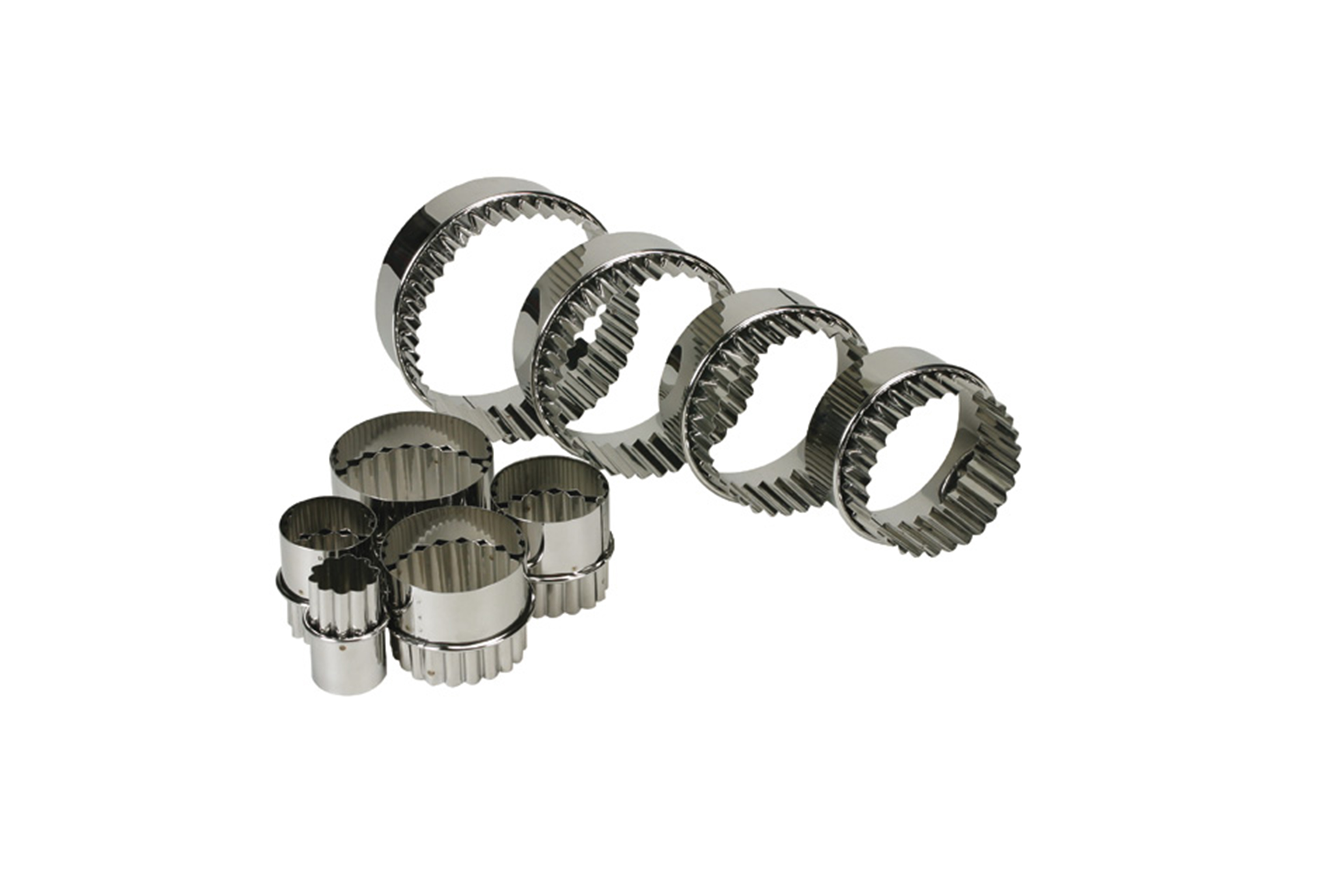 Ausstechersatz glatt und gezackt, 9-tlg. Edelstahl, Materialstärke: 0,4 - 0,5 mm