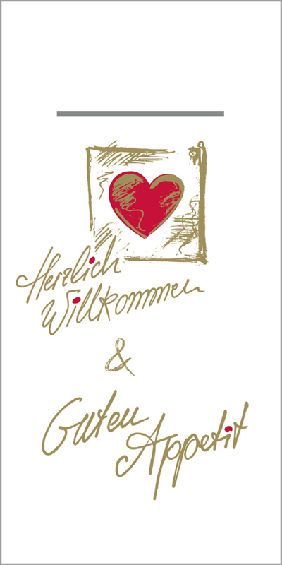 Pocket Napkins - HERZLICH WILLKOMMEN Linclass-Premium 40 x 40 cm